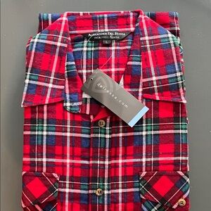 Alexander Del Rossa Men's Red and Blue Plaid Shirt